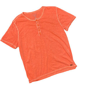 THE NORMAL BRAND | sz XL Men's Orange Vintage Short Sleeve Slub Knit Henley Tee